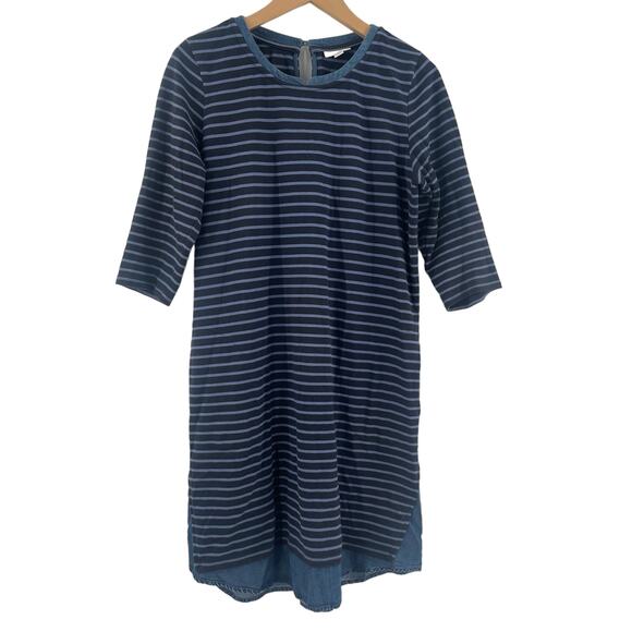 J.JILL Dress Size Small Denim Chambray Blue Jean Shift Shirttail Cotton Tencel - Picture 2 of 13